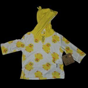 * NWT White Yellow Duck Print ZOOCCHINI Terry Robe Cover Up 12-24 months UPF +